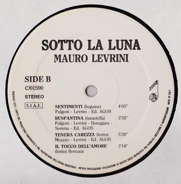 Mauro Levrini – Sotto La Luna (LP, Album, Italy)