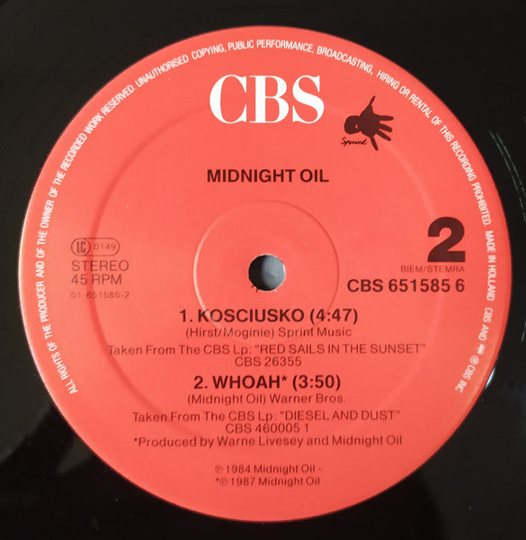 Midnight Oil – The Dead Heart (12", Europe - 1988)