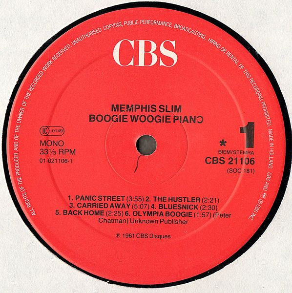 Memphis Slim – Boogie Woogie Piano (LP, Album, Reissue, Europe)