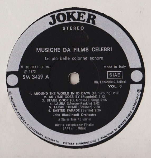 John Blackinsell Orchestra – Le Più Belle Colonne Sonore (LP, Italy - 1973)