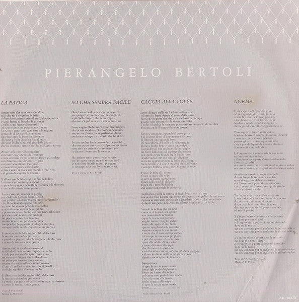 Pierangelo Bertoli – Album (LP, Album, Italy - 1981)