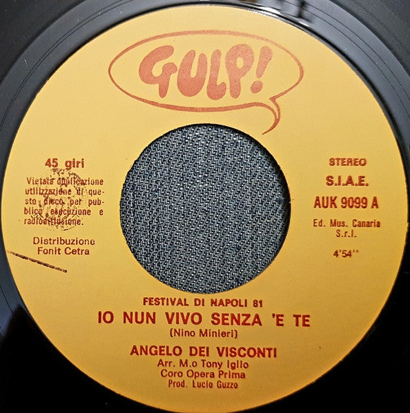 Angelo Dei Visconti – Io Nun Vivo Senza 'E Te / Virginia (7", Italy - 1981)
