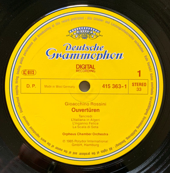 Gioacchino Rossini, Orpheus Chamber Orchestra – Overtures (LP, Germany - 1985)