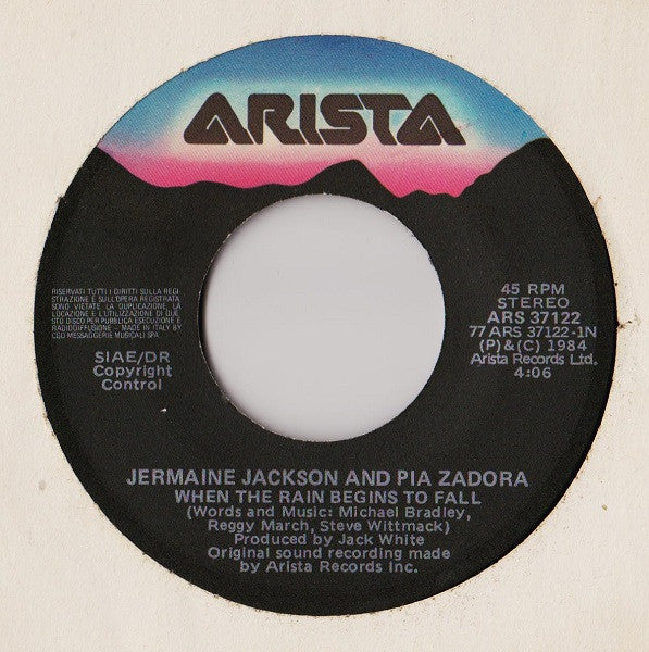 Jermaine Jackson, Pia Zadora – When The Rain Begins To Fall (7", Italy - 1984)