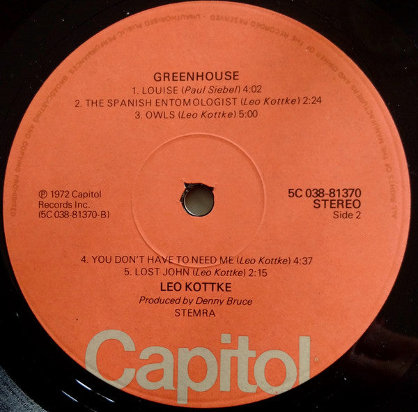 Leo Kottke – Greenhouse (LP, Album, Reissue, Netherlands - 1976)