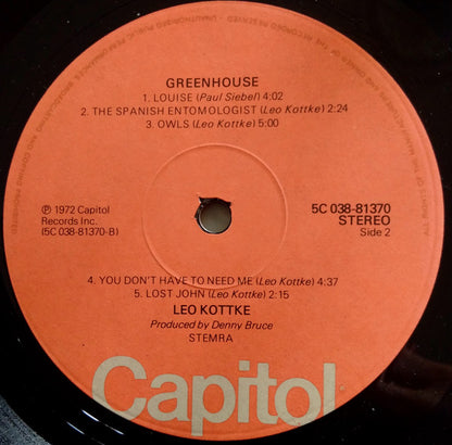 Leo Kottke – Greenhouse (LP, Album, Reissue, Netherlands - 1976)