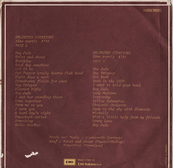 Café Crème – Unlimited Citations (7", Italy - 1977)