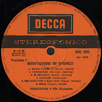 Mantovani And His Orchestra – Mantovani In Stereo (LP, Compilation, Italy - 1969)