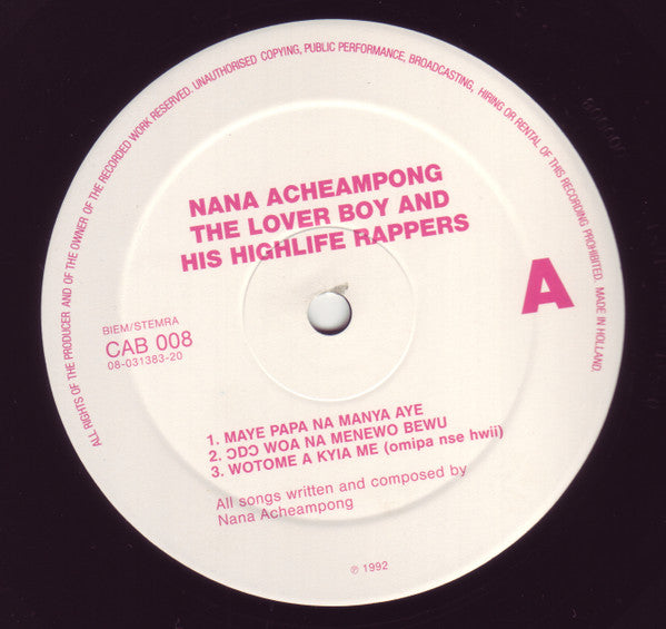 Nana Acheampong – The Lover Boy And His Highlife Rappers (LP, Album, Netherlands - 1992)