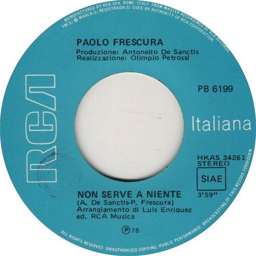 Paolo Frescura – Non Serve A Niente (7", Italy - 1978)