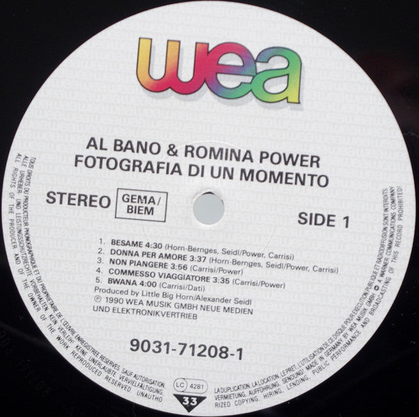 Al Bano & Romina Power – Fotografia Di Un Momento (LP, Album, Germany - 1990)