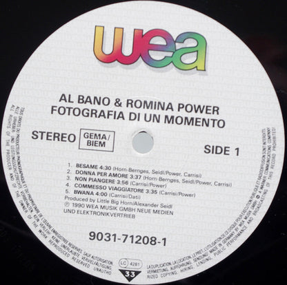 Al Bano & Romina Power – Fotografia Di Un Momento (LP, Album, Germany - 1990)