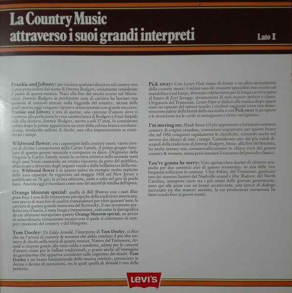 Various – Levi's In Concerto (Country Music) (LP, Compilation, Italy - 1982)