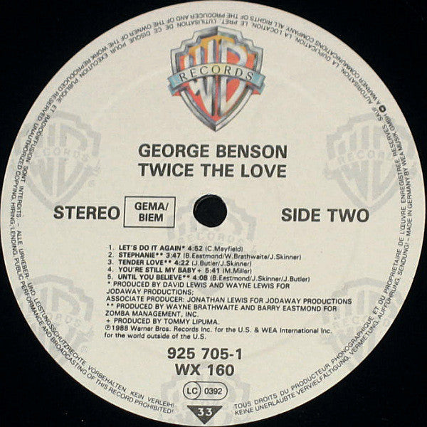 George Benson – Twice The Love (LP, Album, Europe - 1988)
