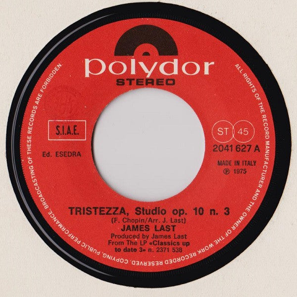 James Last – Tristezza (Studio, Op. 10 N.3) (7", Italy - 1975)
