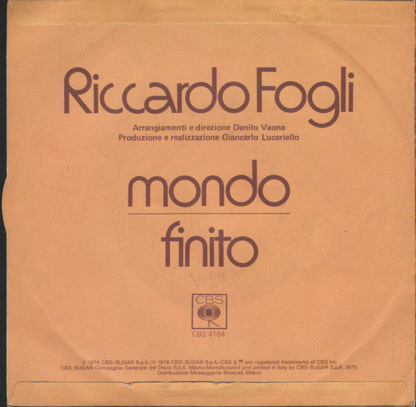 Riccardo Fogli – Mondo (7", Italy - 1976)