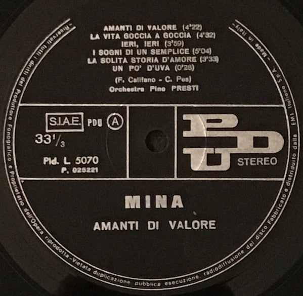 Mina (3) – Amanti Di Valore (LP, Album, Italy - 1973)