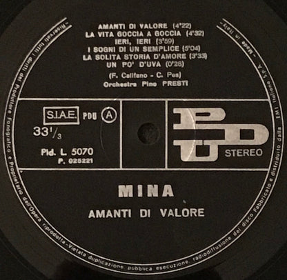 Mina (3) – Amanti Di Valore (LP, Album, Italy - 1973)