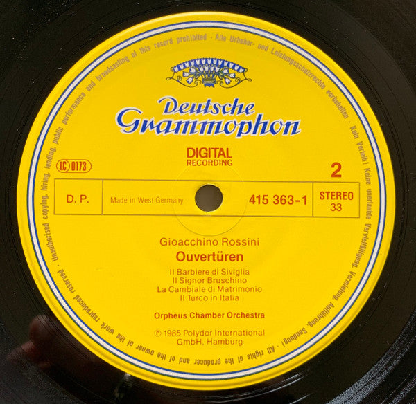 Gioacchino Rossini, Orpheus Chamber Orchestra – Overtures (LP, Germany - 1985)