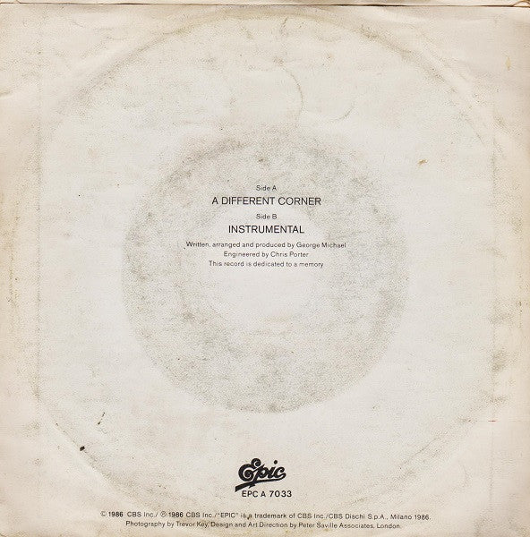 George Michael – A Different Corner (7", Italy - 1986)