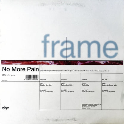 Frame (11) – No More Pain (12", Italy - 1998)
