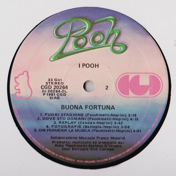 Pooh – Buona Fortuna (LP, Album, Italy - 1981)