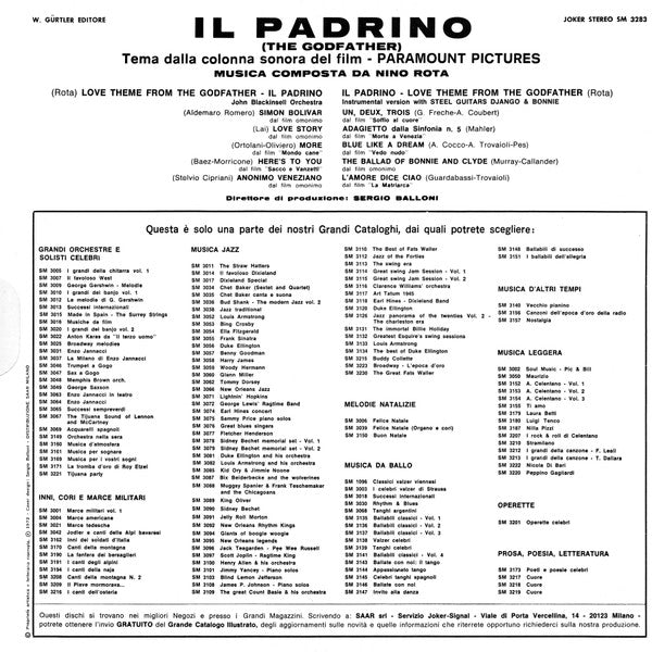 Various – Il Padrino - Love Theme From "The Godfather" (LP, Compilation, Italy - 1972)
