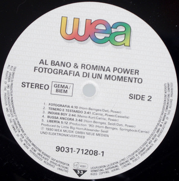 Al Bano & Romina Power – Fotografia Di Un Momento (LP, Album, Germany - 1990)