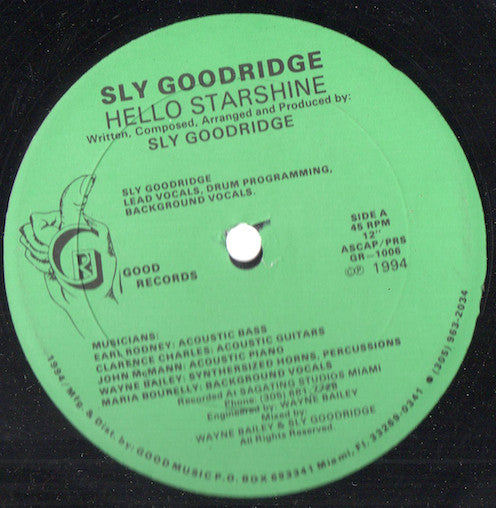 Sly Goodridge – Hello Starshine (12", US - 1994)