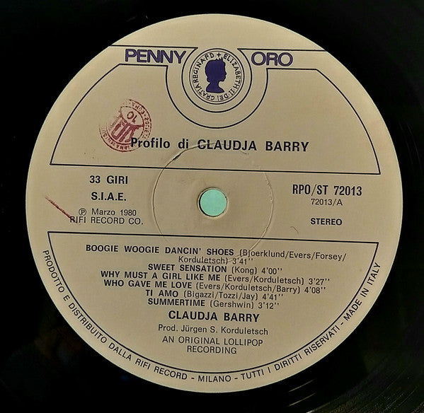 Claudja Barry – Profilo Di Claudja Barry (LP, Compilation, Italy - 1980)