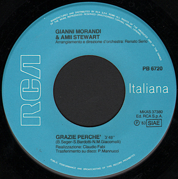 Gianni Morandi, Amii Stewart – Grazie Perché (7", Italy - 1983)