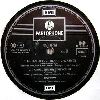 Roxette – Listen To Your Heart (12", Europe - 1988)