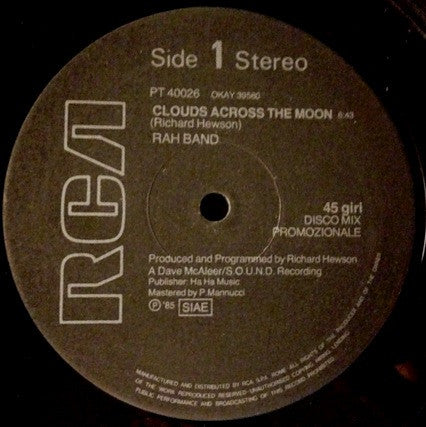 Rah Band – Clouds Across The Moon (12", Italy - 1985)
