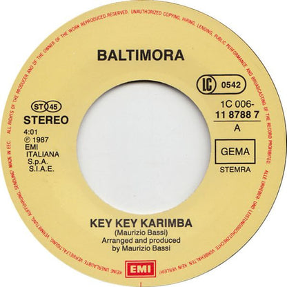 Baltimora – Key Key Karimba (7", Europe - 1987)