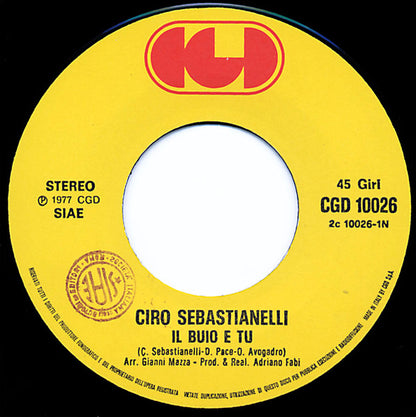 Ciro Sebastianelli – Il Buio E Tu / Si' Pazza (7", Reissue, Italy - 1978)