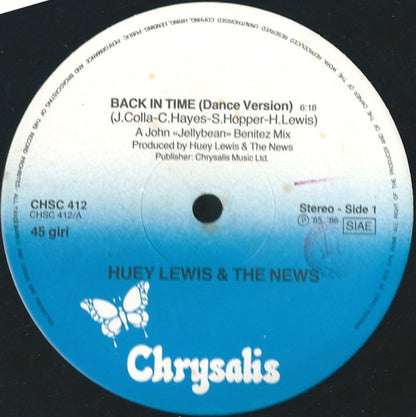 Huey Lewis & The News – Back In Time (Dance Version) (12", Italy - 1986)