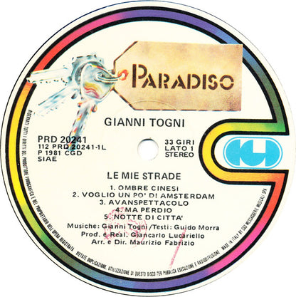 Gianni Togni – Le Mie Strade (LP, Album, Italy - 1981)