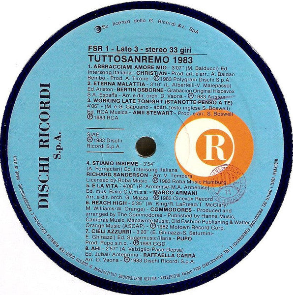 Various – Tuttosanremo '83 (LP, Compilation, Italy - 1983)