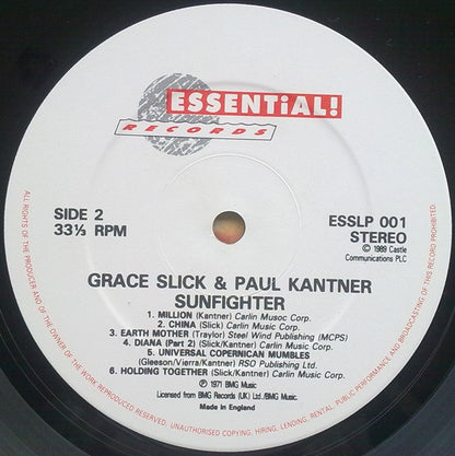 Paul Kantner, Grace Slick – Sunfighter (LP, Album, Reissue, UK - 1989)