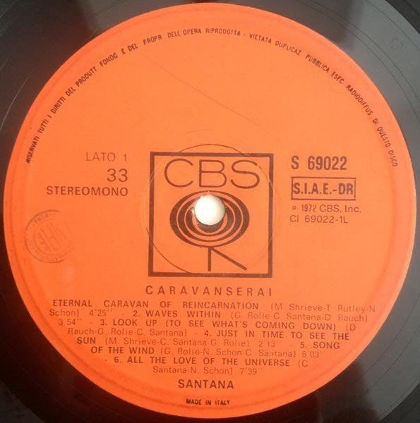 Santana – Caravanserai (LP, Album, Italy - 1972)