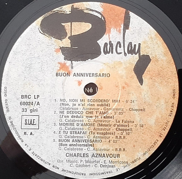 Charles Aznavour – Quando La Canzone È Arte - Buon Anniversario Aznavour... L'Amore (LP, Compilation, Italy - 1971)