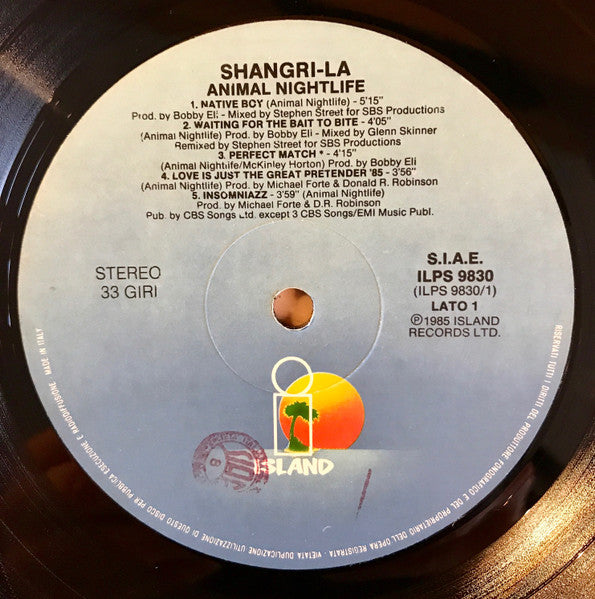 Animal Nightlife – Shangri-La (LP, Album, Italy - 1985)
