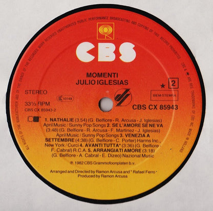 Julio Iglesias – Momenti (LP, Album, Europe - 1982)