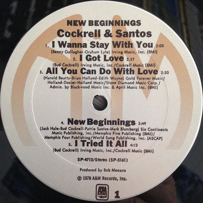 Cockrell & Santos – New Beginnings (LP, Album, US - 1978)