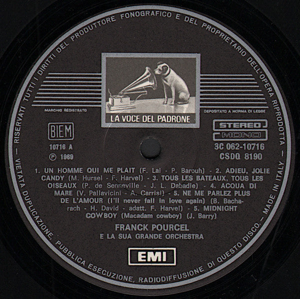 Franck Pourcel Et Son Grand Orchestre – Un'Orchestra Nella Sera N. 14 (LP, Italy)