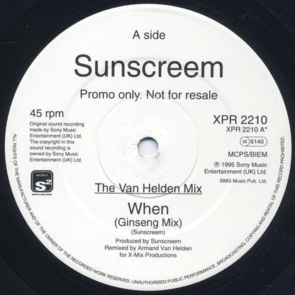 Sunscreem – When (Van Helden / DJ Stew Mixes) (12", UK - 1995)