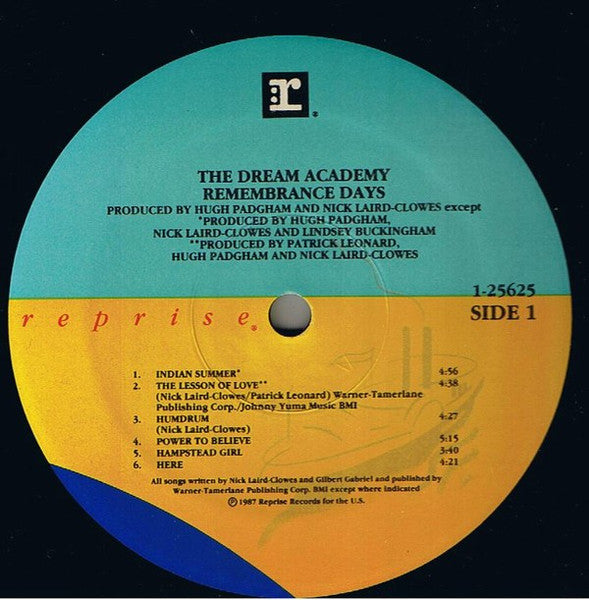 The Dream Academy – Remembrance Days (LP, Album, US - 1987)