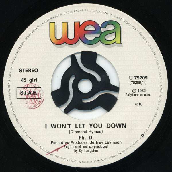 Ph.D. – I Won't Let You Down (7", Italy - 1982)