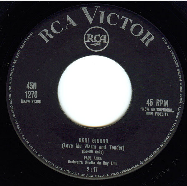 Paul Anka – Ogni Giorno (7", Italy - 1962)