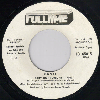 Vivien Vee, Kano – Pick Up / Baby Not Tonight (7", Italy - 1981)